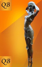 ART DECO BRONZE FIGURINE SCULPTURE STATUE ILLUSION EGYPTIAN FEMALE LADY FIGURE