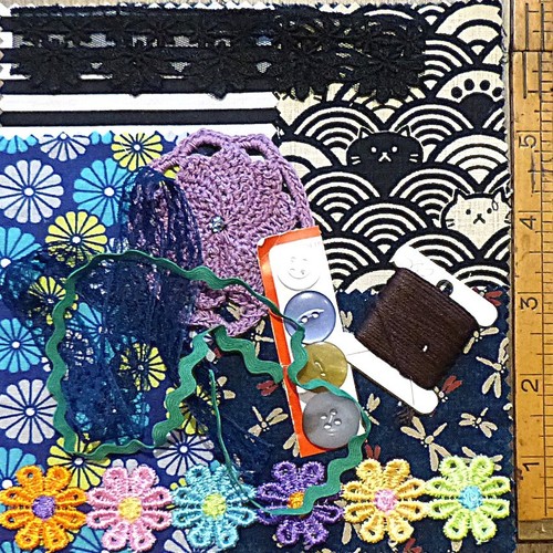 Small mixed fabric scraps - 10,