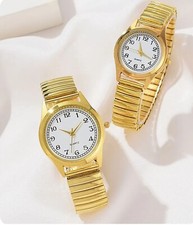 Ladies and Gents single or pair.  expanding strap  Quartz watches .  Golden.