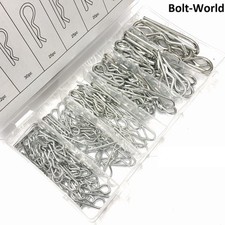 150 PCS HAIR PIN HITCH RETAINING R CLIPS LYNCH COTTER SPRING BRIGHT ASSORTED SET