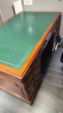 Large Captains Desk Antique  Leather Top