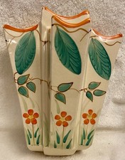 Arthur Wood Ceramic Hand Painted Wall Pocket Art Deco Made In England Floral 