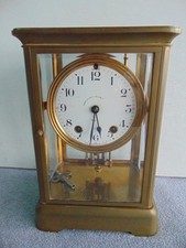 ANTIQUE SETH THOMAS SHREVE CRUMP & LOW CRYSTAL REGULATOR MANTLE SHELF CLOCK