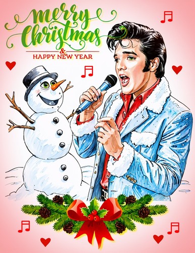 Elvis christmas greeting card - elvis,