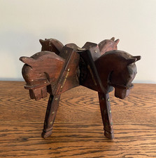 ANTIQUE TREEN FOLK ART 4 HEAD