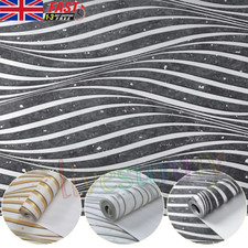 Wave Striped Wallpaper Roll for Living Room Modern Feature Textured Wall Paper,U