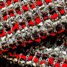 BOUCLE KNIT WOOL-CASHMERE GREY+RED+TABACO MULTI COLOUR LUXURY MADE IN ITALY D260