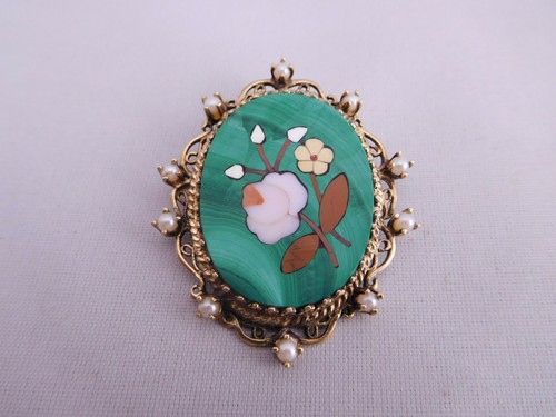 Antique 14k gold malachite - antique,