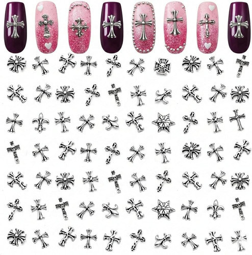 120 pcs silver nail charms - silver,