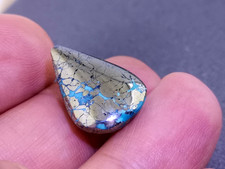 Persian Turquoise Cabochon, Teardrop Shape, Stabilized Blue Stone, 25 Carat