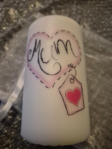 Mum heart candle white - mum,