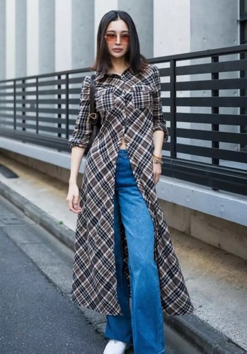 Zara long plaid check - zara,