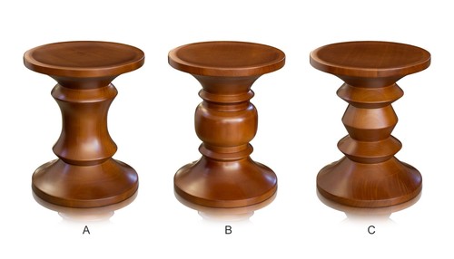 Walnut wooden stool ottoman