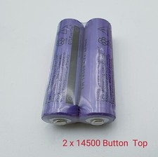 2 x 14500 Rechargeable Batteries Lithium Battery 3.7V Button Top