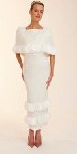 Ladies Ivory Shauna Fay Mae Dress And Separate Cape  12 Mother Of Bride Groom