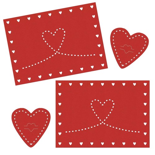 Red felt placemats and cutlery - red,