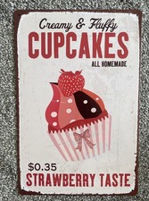 Retro Cupcake Tin Sign, Retro Bakery Shop Plaque, Vintage Dessert Metal Plaque