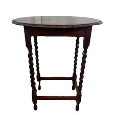 Antique Oval Barley Twist Occasional Table Scalloped Edge 70cm Lamp Stand