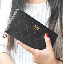 Black Womens PU Leather Long