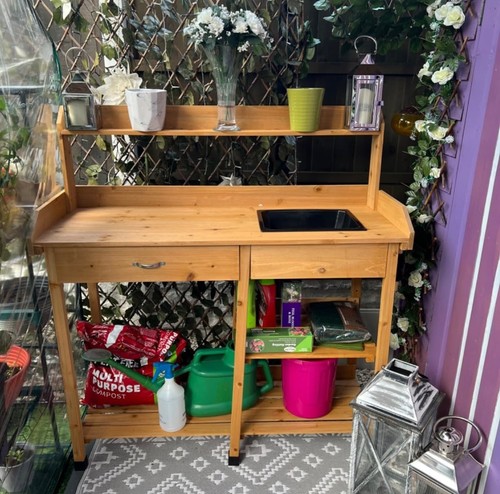 Wooden potting bench with - wooden,