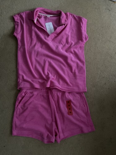 Bright pink towelling shorts - pink,
