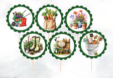 6 x   GARDENING cupcake toppers | birthday cake decoration