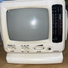 Vintage Personal Black & White TV AM/FM Radio Model W5503 14cm Screen  Portable