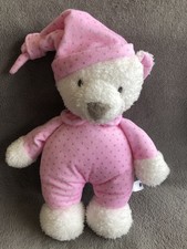Chad Valley 11” My First Teddy Bear Soft Toy -Pink With Grey Stars