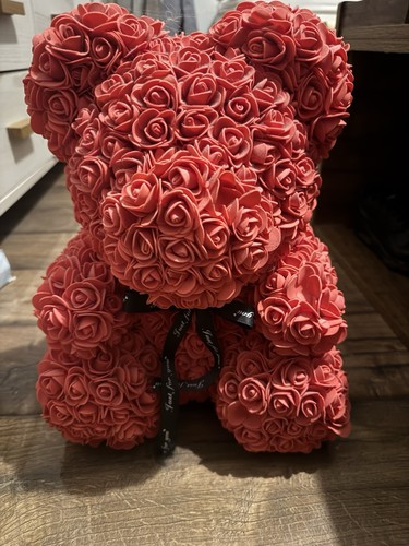 Red rose bear with ribbon - red,