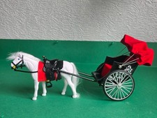 dolls house white horse and black/red carriage  1.12th