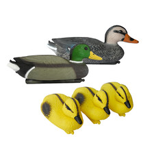 DECOY DUCK FLOATING DRAKE MALLARD PLASTIC POND DECORATION DUCKLING FAMILY SET