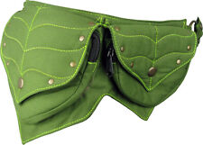 Green Leafy Festival Cotton Pocket Belt Waist Bag