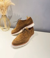 Sanders Henry Tan Suede Gibson Shoes Vibram Soles UK11 Made in England RRP £345