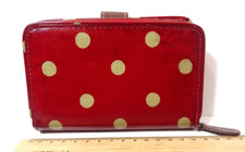CATH KIDSTON RED POLKA DOT PVC COATED COTTON WALLET-PURSE