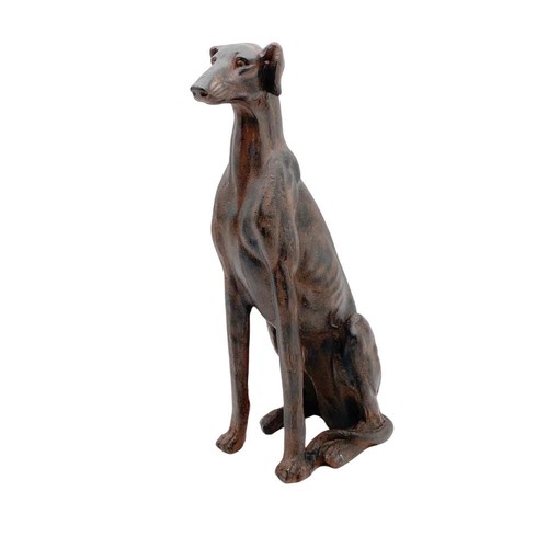 Dog statue brown - 82cm, sitting