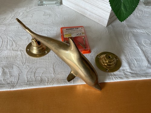 Vintage brass dolphin door - vintage,
