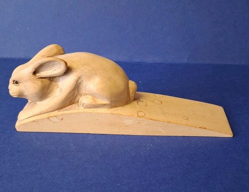 Carved rabbit wooden door stop - rabbit,