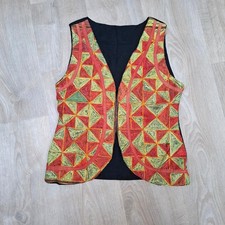 Waistcoat Vest Hippie Open Front Women's Size 12 Handmade Ethnic Embroidered 