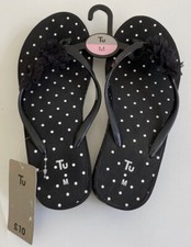 TU Wedge Heel Flip Flops Black