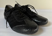 Foot Therapy Ladies Black Snakeskin Effect Panel Lace Up Shoes Guc Sz 6