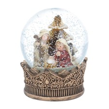 Gisela Graham Nativity in Gold Crown Christmas Snow Globe Ornate Home Decor
