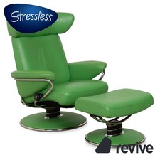 Stressless Jazz Leather Armchair Green Including Ottoman Relax Function