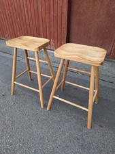 Solid Oak Bar Stools X2