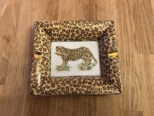 Vintage 60s/70s Leopard Print Ceramic Ashtray | Hollywood Regency Style | Unused