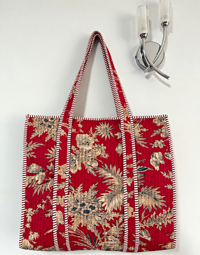 Large quilted cotton tote - quilted,