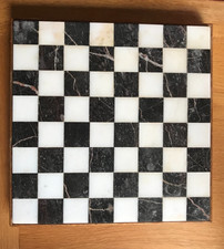 Vintage Heavy  Marble Chess / Chequers Board 31 cm square