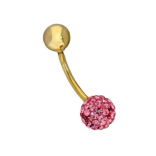 9ct gold pink cz crystal - gold,