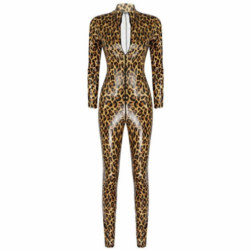 Women zipper shiny jumpsuit - 2,