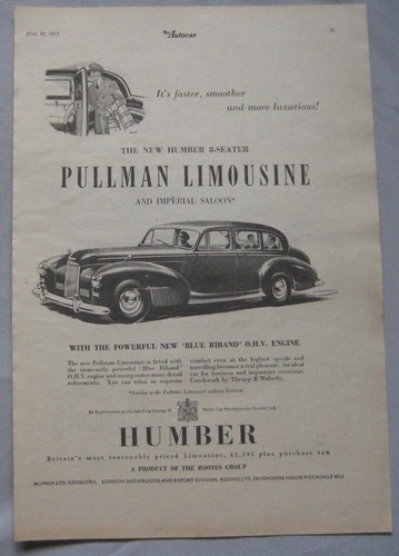 1953 humber seater - humber, 8-seater