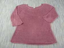 Poetry Jumper Womens Size 10 Pink 100% Linen Open Knit